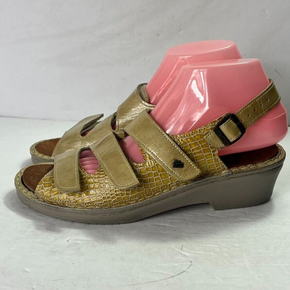 Finn Comfort Sandals Women's Size 36D 6 Jamaica Triple Strap Leather Snake Print - Picture 2 of 12